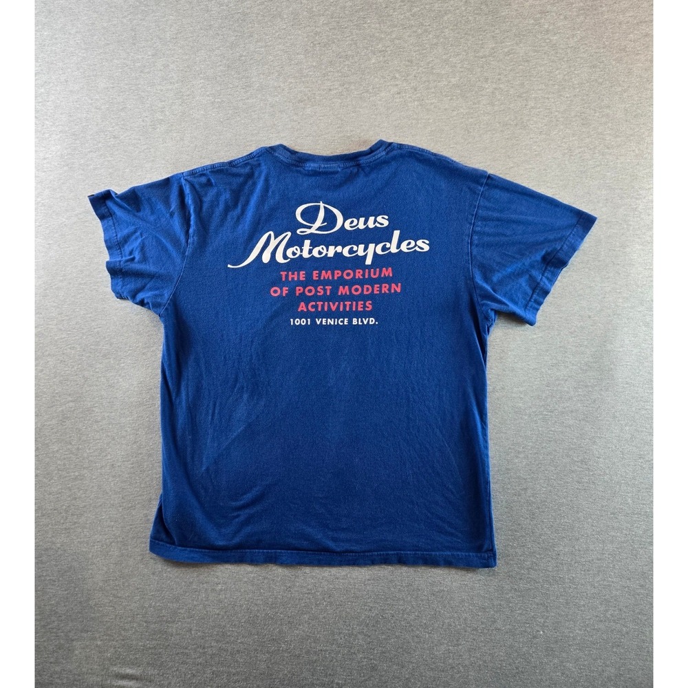 Deus Ex Machina T Shirt Mens Medium Blue 224 Volts Graphic Motorcycles Tee